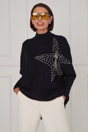 Colette embelished star knitwear in black