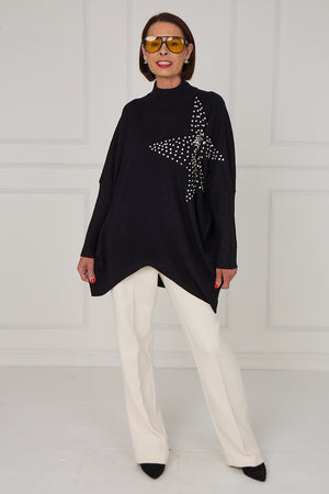 Colette embelished star knitwear in black