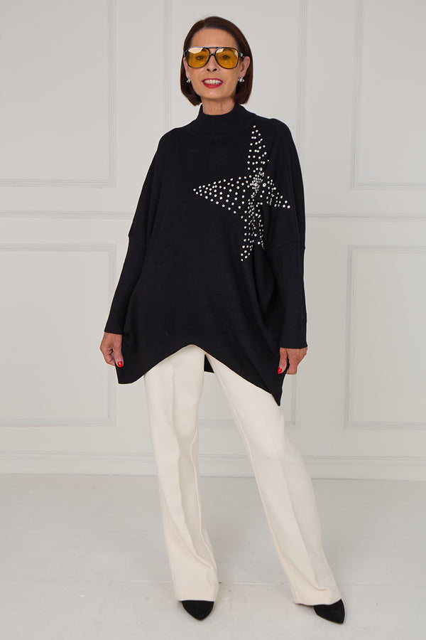 Colette embelished star knitwear in black