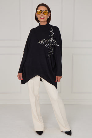 Colette embelished star knitwear in black