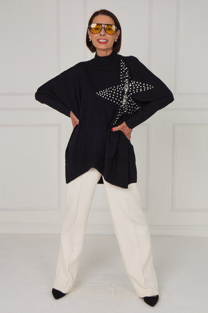 Colette embelished star knitwear in black