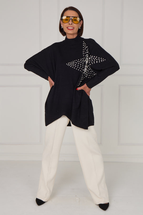Colette embelished star knitwear in black