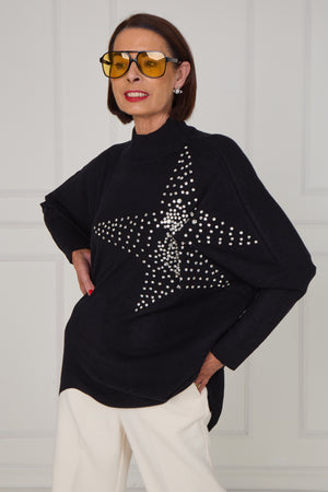 Colette embelished star knitwear in black