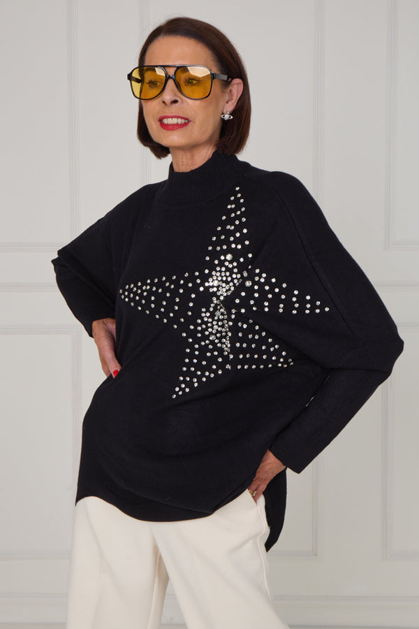 Colette embelished star knitwear in black