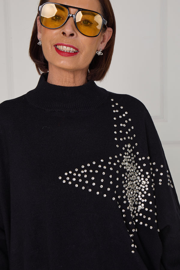 Colette embelished star knitwear in black