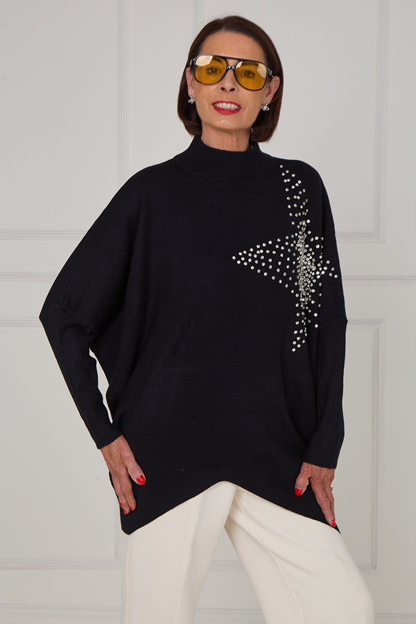 Colette embelished star knitwear in black