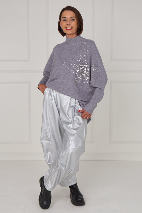 Colette embelished star knitwear in stone grey