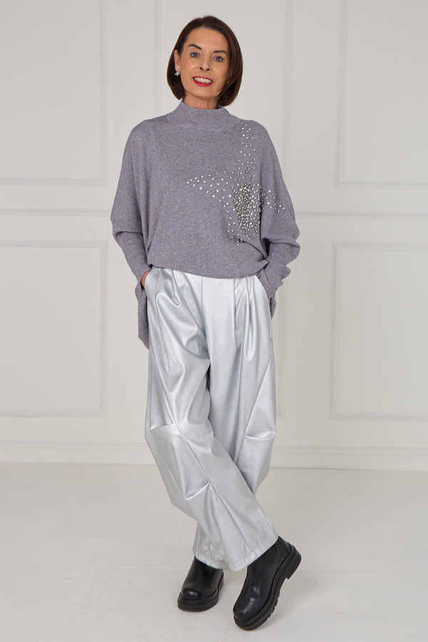 Colette embelished star knitwear in stone grey