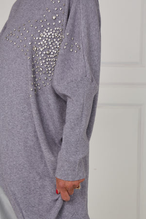 Colette embelished star knitwear in stone grey