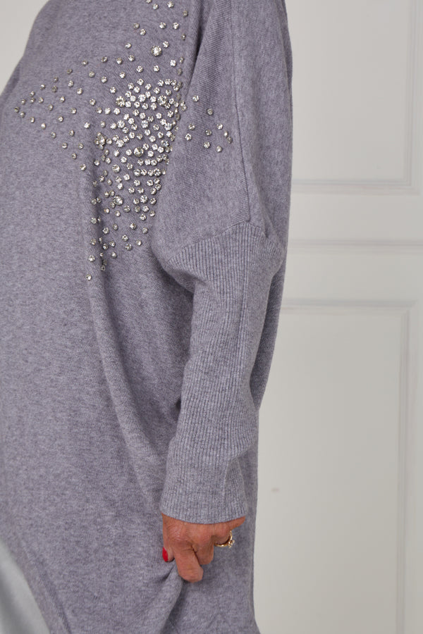 Colette embelished star knitwear in stone grey