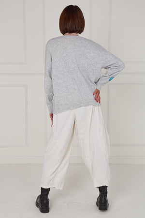 Anna Embellished sequin flower in grey