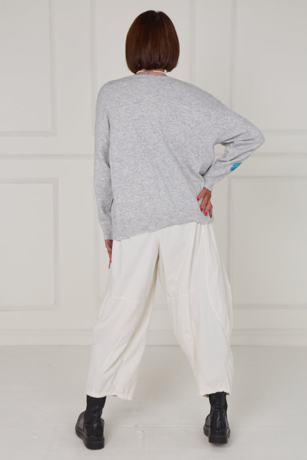 Anna Embellished sequin flower in grey