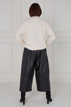 Lucy embroidered swirl flower knitwear in cream - Bond Street Store