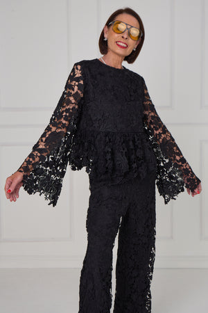 Monica crochet luxury top in black