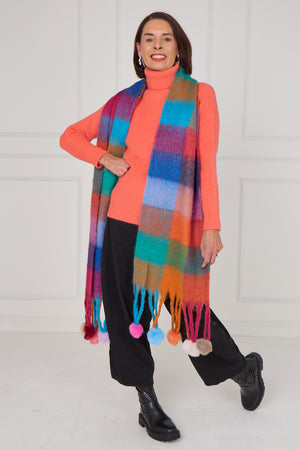 Margo scarf in burnt orange and multi