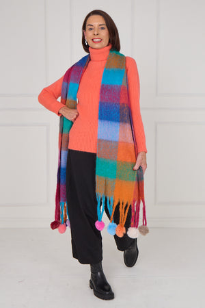 Margo scarf in burnt orange and multi