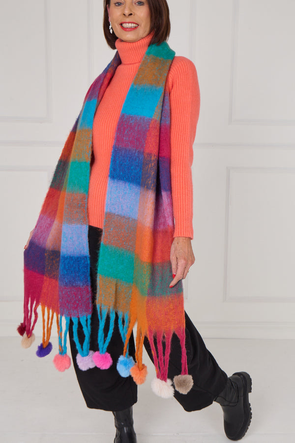 Margo scarf in burnt orange and multi