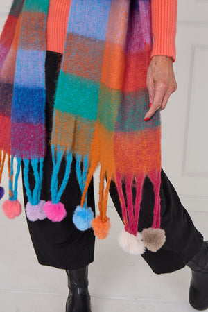 Margo scarf in burnt orange and multi