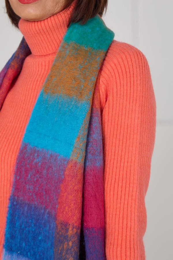Margo scarf in burnt orange and multi