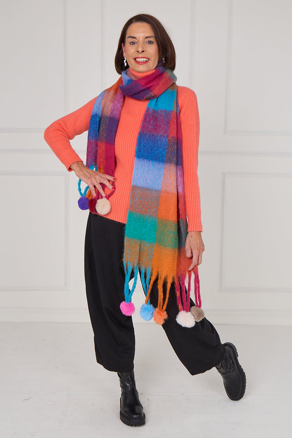 Margo scarf in burnt orange and multi