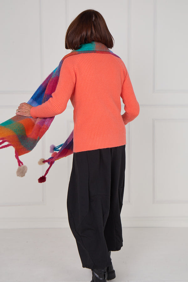 Margo scarf in burnt orange and multi