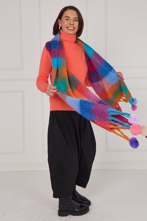 Margo scarf in burnt orange and multi