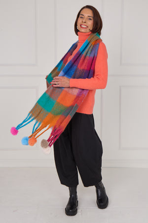 Margo scarf in burnt orange and multi