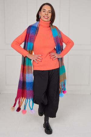 Margo scarf in burnt orange and multi
