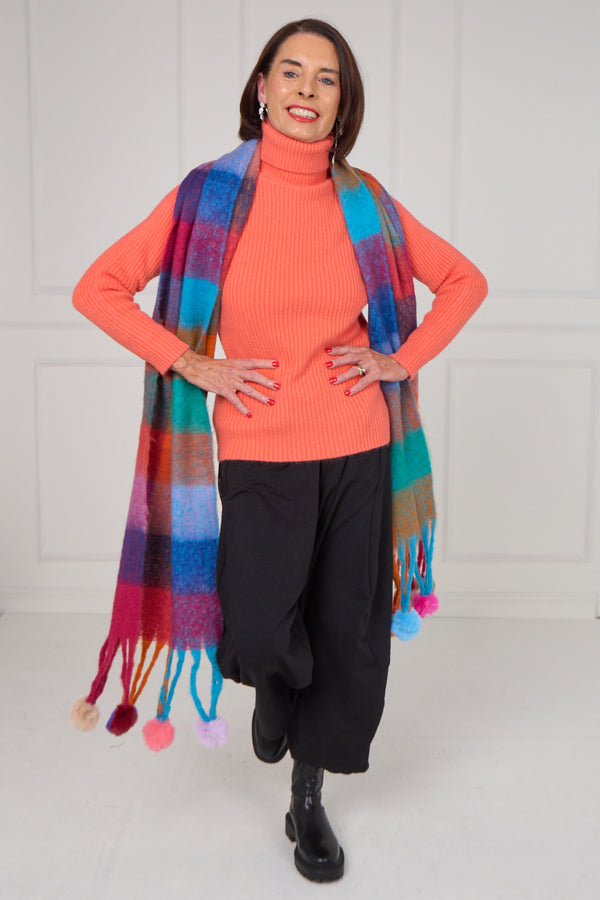 Margo scarf in burnt orange and multi