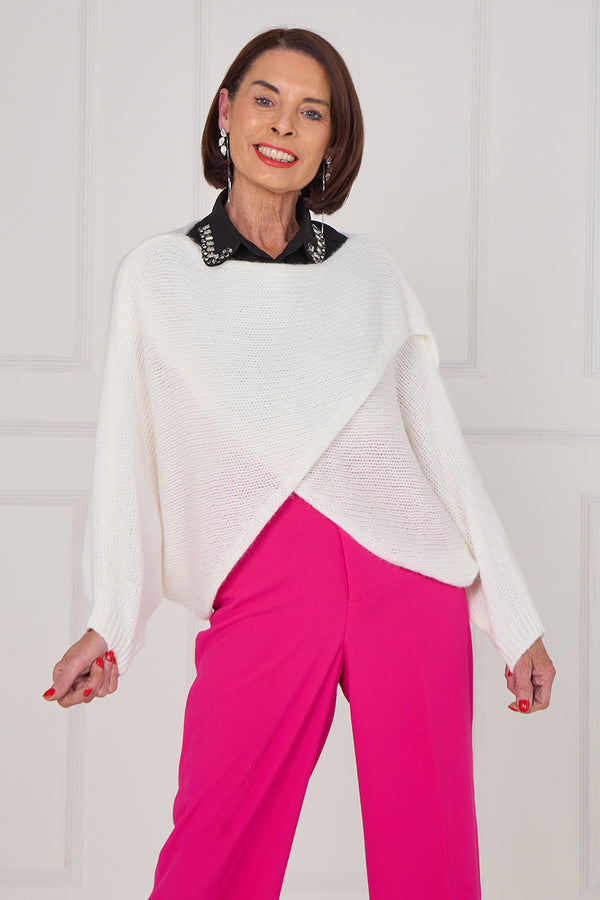 Tara crossover knitwear in cream