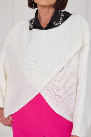 Tara crossover knitwear in cream