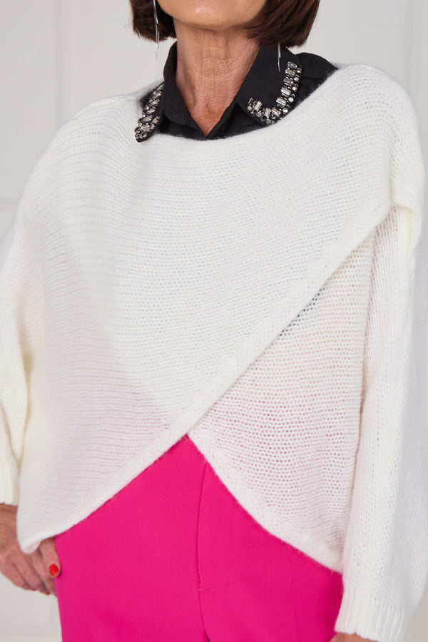 Tara crossover knitwear in cream