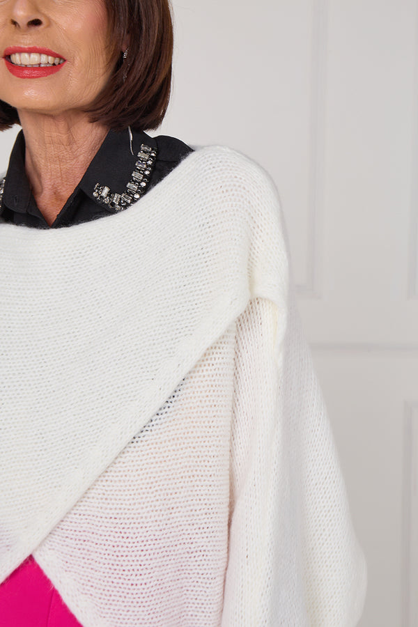 Tara crossover knitwear in cream