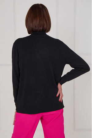 Sequin bow knitwear in black