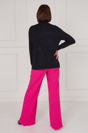 Sequin bow knitwear in black