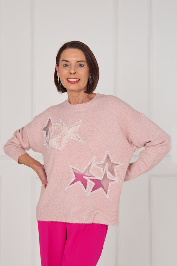 Star knitwear in blush pink