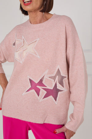 Star knitwear in blush pink