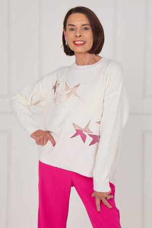Star knitwear in cream