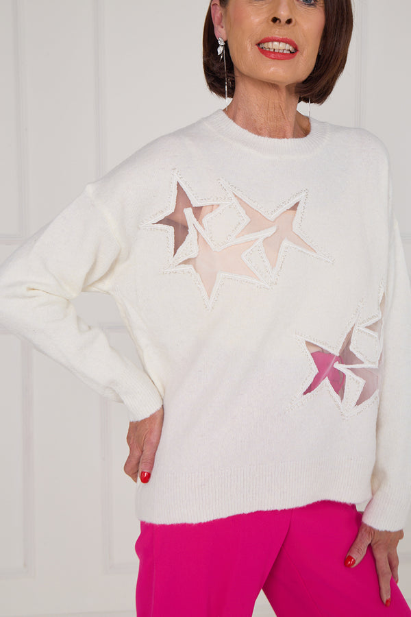 Star knitwear in cream