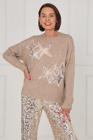 Star knitwear in camel