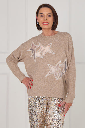 Star knitwear in camel