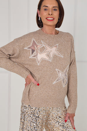 Star knitwear in camel