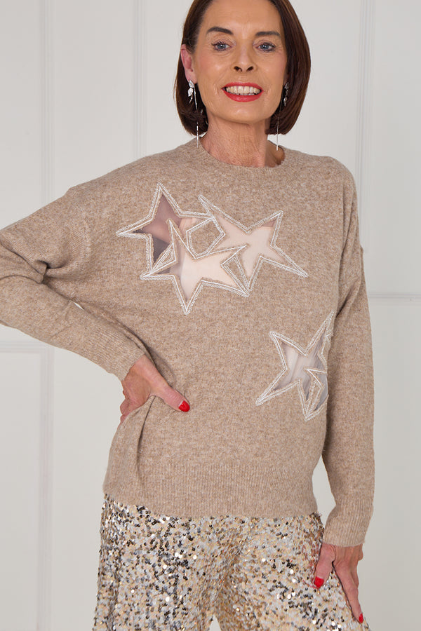 Star knitwear in camel