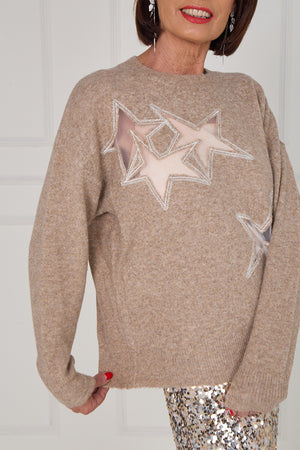 Star knitwear in camel