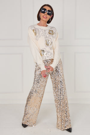 Gabby gold embellished knitwear in gold