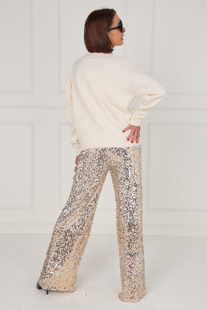 Gabby gold embellished knitwear in gold