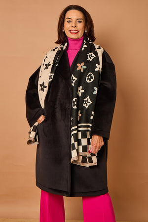 Alberto reversible scarf in black and beige