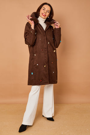 Diva Three quarter coat in Chocolate