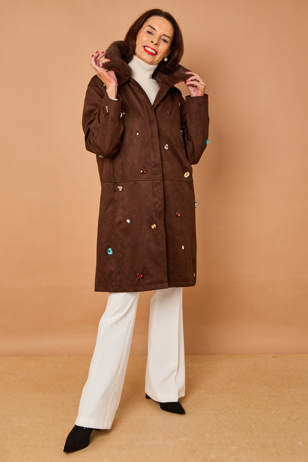 Diva Three quarter coat in Chocolate