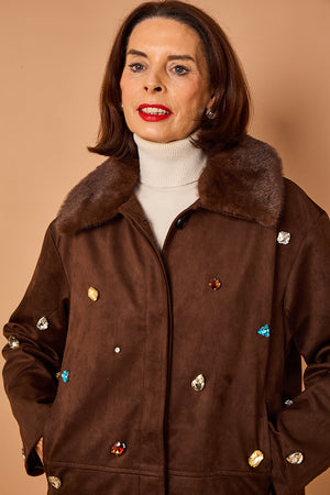 Diva Three quarter coat in Chocolate